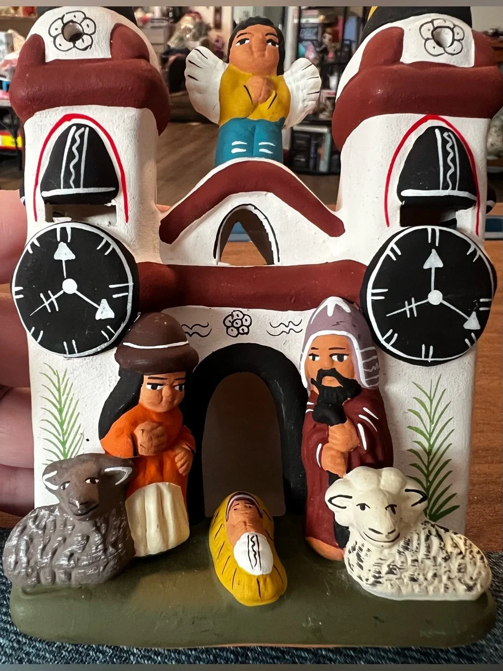 VTG Peru Clay Ceramic Pottery Folk Art Mission Church Nativity Manger Scene